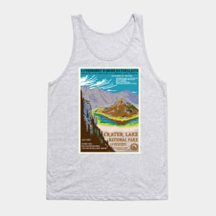 Retro WPA Poster of Crater Lake National Park Reimagined for the Future with Climate Change Tank Top